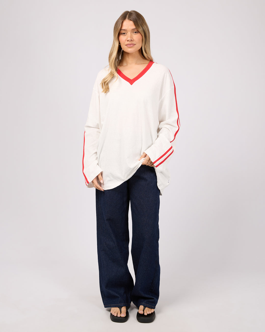 Zulu V-Neck Ls Tee Vintage White