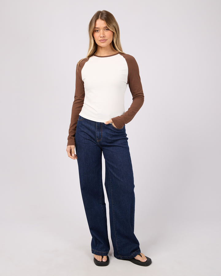 Iris Long Sleeve Raglan Tee Brown