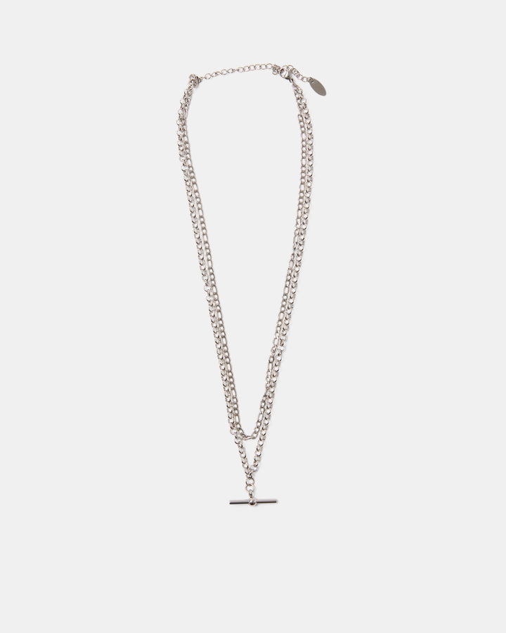Oda Layered Necklace Silver - Rhod Plated