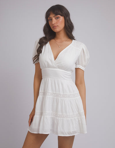 Denver V Neck Mini Dress White