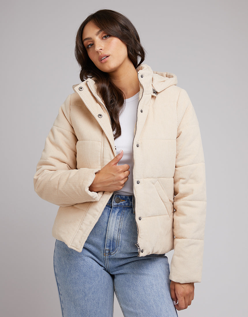 Beige cord puffer jacket hotsell