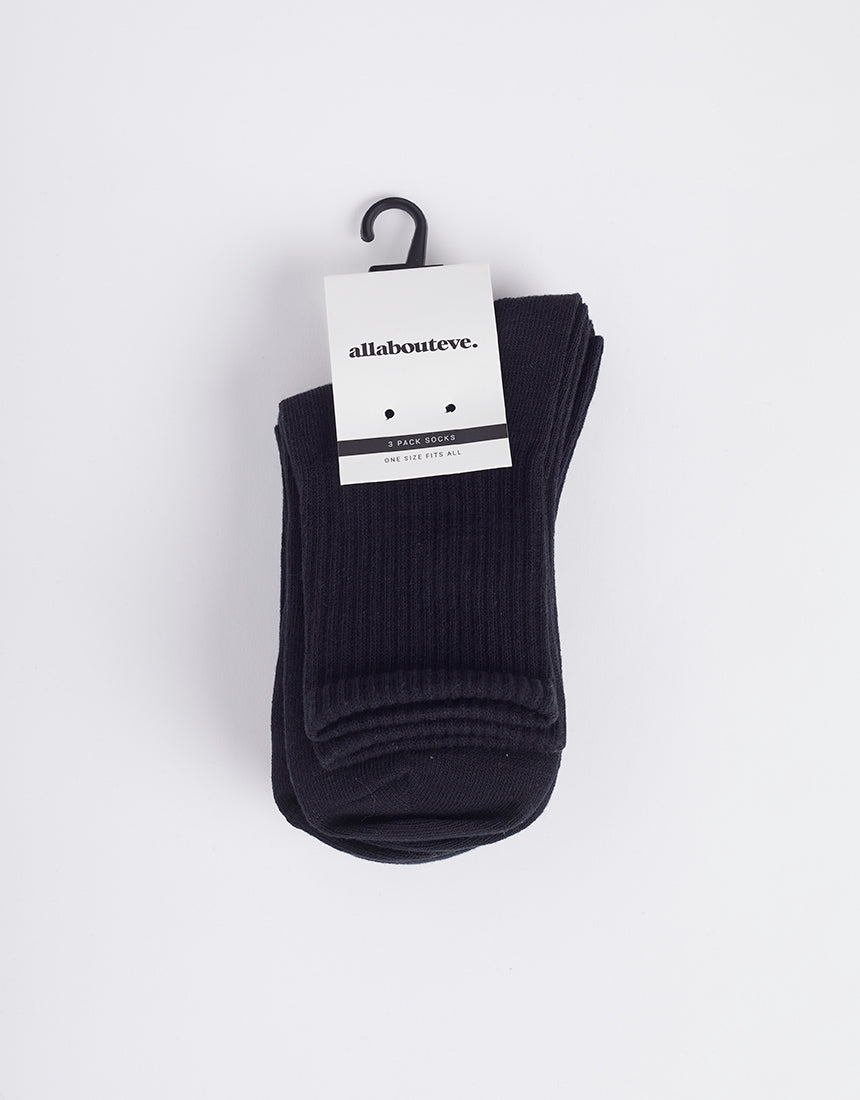 Aae Ankle Socks 3 Pk Black