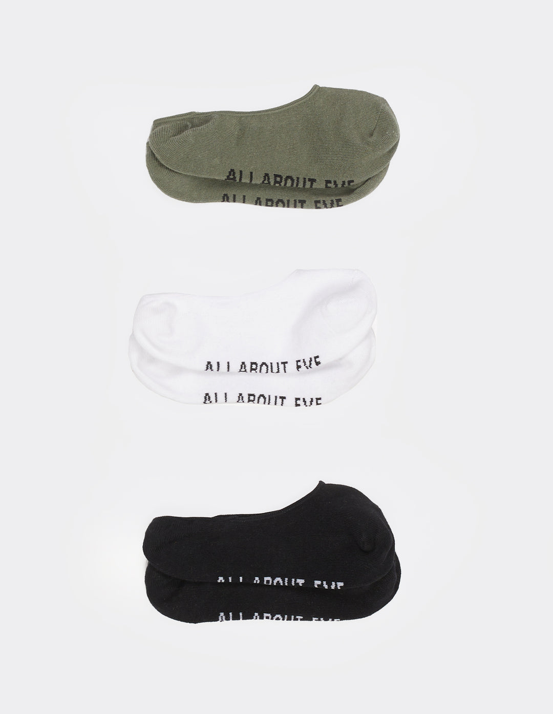 Aae 3 Pack Sockettes Khaki, Black & White