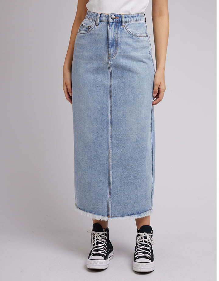 Ray Denim Maxi Skirt Light Blue