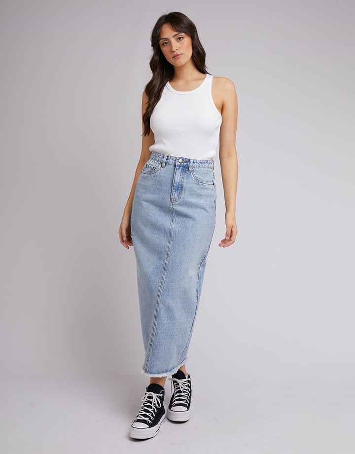 Ray Denim Maxi Skirt Light Blue