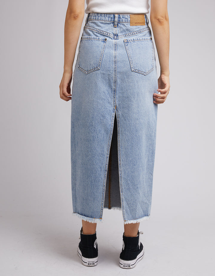 Ray Denim Maxi Skirt Light Blue