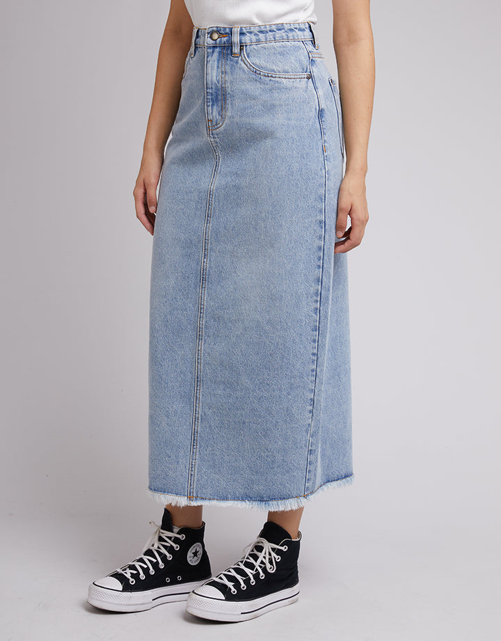 Ray Denim Maxi Skirt Light Blue