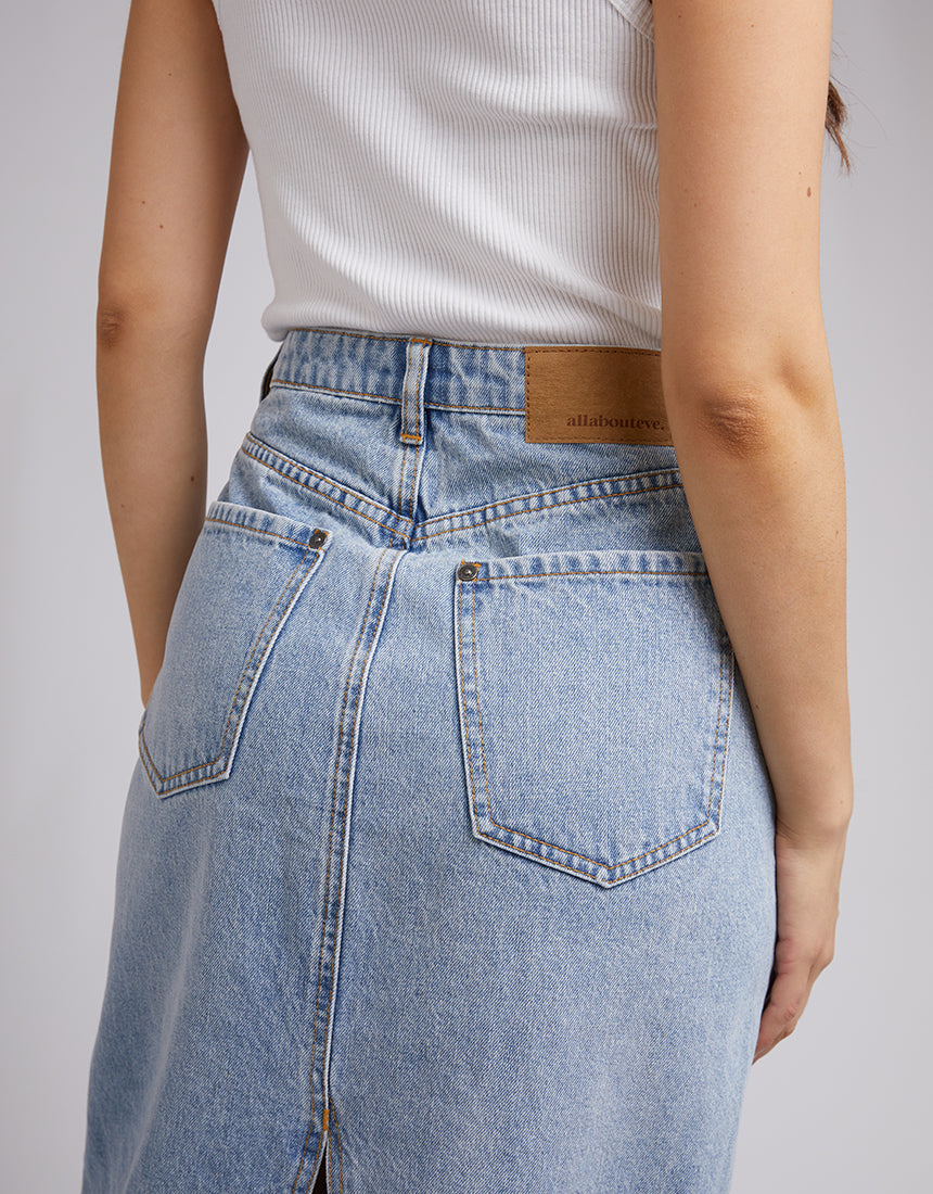 Ray Denim Maxi Skirt Light Blue